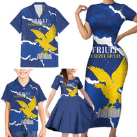 Friuli-Venezia Giulia Family Matching Short Sleeve Bodycon Dress and Hawaiian Shirt Coat Of Arms Sporty Style