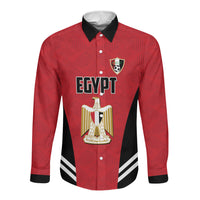 Custom Egypt Football Long Sleeve Button Shirt 2026 Glory Run Red Edition