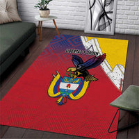 Colombia Coat Of Arms Area Rug With Flag Style And Folk Pattern - Wonder Print Shop