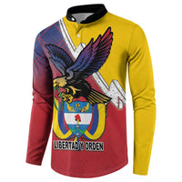 Colombia Coat Of Arms Button Sweatshirt With Flag Style And Folk Pattern - Wonder Print Shop