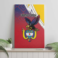 Colombia Coat Of Arms Canvas Wall Art With Flag Style And Folk Pattern - Wonder Print Shop
