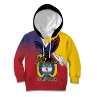 Colombia Coat Of Arms Kid Hoodie With Flag Style And Folk Pattern - Wonder Print Shop