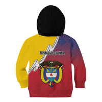 Colombia Coat Of Arms Kid Hoodie With Flag Style And Folk Pattern - Wonder Print Shop