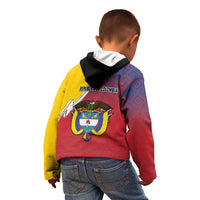 Colombia Coat Of Arms Kid Hoodie With Flag Style And Folk Pattern - Wonder Print Shop
