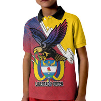 Colombia Coat Of Arms Kid Polo Shirt With Flag Style And Folk Pattern - Wonder Print Shop