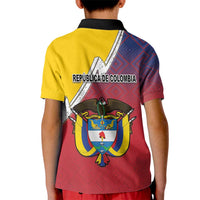 Colombia Coat Of Arms Kid Polo Shirt With Flag Style And Folk Pattern - Wonder Print Shop