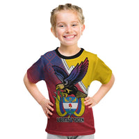 Colombia Coat Of Arms Kid T Shirt With Flag Style And Folk Pattern - Wonder Print Shop