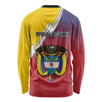 Colombia Coat Of Arms Long Sleeve Shirt With Flag Style And Folk Pattern - Wonder Print Shop