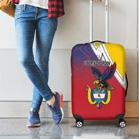 Colombia Coat Of Arms Luggage Cover With Flag Style And Folk Pattern - Wonder Print Shop