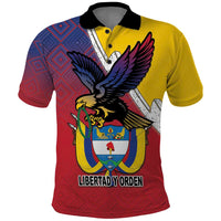 Colombia Coat Of Arms Polo Shirt With Flag Style And Folk Pattern - Wonder Print Shop