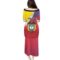 Colombia Coat Of Arms Puletasi With Flag Style And Folk Pattern - Wonder Print Shop