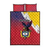 Colombia Coat Of Arms Quilt Bed Set With Flag Style And Folk Pattern - Wonder Print Shop