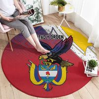 Colombia Coat Of Arms Round Carpet With Flag Style And Fork Partern