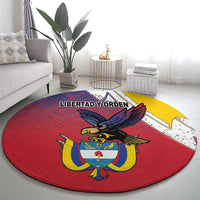 Colombia Coat Of Arms Round Carpet With Flag Style And Fork Partern