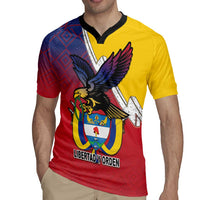 Colombia Coat Of Arms Rugby Jersey With Flag Style And Folk Pattern - Wonder Print Shop