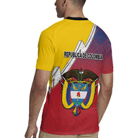 Colombia Coat Of Arms Rugby Jersey With Flag Style And Folk Pattern - Wonder Print Shop