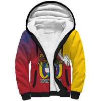 Colombia Coat Of Arms Sherpa Hoodie With Flag Style And Folk Pattern - Wonder Print Shop