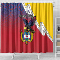 Colombia Coat Of Arms Shower Curtain With Flag Style And Fork Partern