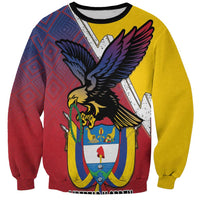 Colombia Coat Of Arms Sweatshirt With Flag Style And Folk Pattern - Wonder Print Shop