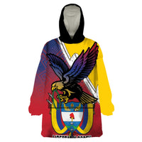 Colombia Coat Of Arms Wearable Blanket Hoodie With Flag Style And Folk Pattern - Wonder Print Shop