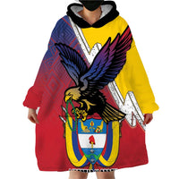 Colombia Coat Of Arms Wearable Blanket Hoodie With Flag Style And Folk Pattern - Wonder Print Shop