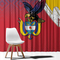Colombia Coat Of Arms Window Curtain With Flag Style And Folk Pattern - Wonder Print Shop