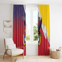 Colombia Coat Of Arms Window Curtain With Flag Style And Folk Pattern - Wonder Print Shop