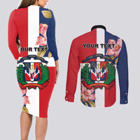 Personalized Dominican Republic Bayahbe Rose Couples Matching Long Sleeve Bodycon Dress and Long Sleeve Button Shirt - Wonder Print Shop