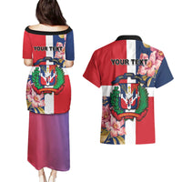 Personalized Dominican Republic Bayahbe Rose Couples Matching Puletasi and Hawaiian Shirt - Wonder Print Shop