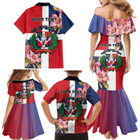 Personalized Dominican Republic Bayahbe Rose Family Matching Mermaid Dress and Hawaiian Shirt - Wonder Print Shop