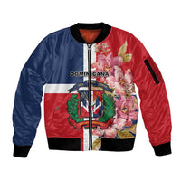 Personalized Dominican Republic Bayahbe Rose Sleeve Zip Bomber Jacket - Wonder Print Shop