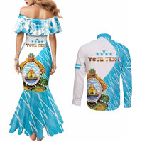 Personalized Honduras Coat Of Arms Couples Matching Mermaid Dress and Long Sleeve Button Shirt Flag Color Style