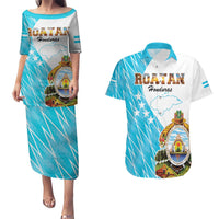 Personalized Honduras Coat Of Arms Couples Matching Puletasi and Hawaiian Shirt Flag Color Style - Wonder Print Shop