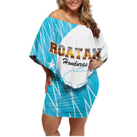 Personalized Honduras Coat Of Arms Family Matching Off Shoulder Short Dress and Hawaiian Shirt Flag Color Style - Wonder Print Shop