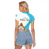 Personalized Honduras Coat Of Arms Raglan Cropped T Shirt Flag Color Style - Wonder Print Shop