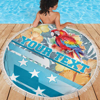 Personalized Roatan Honduras Beach Blanket Scarlet Macaw With Hibiscus Flowers - Wonder Print Shop