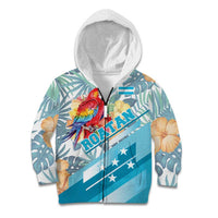 Personalized Roatan Honduras Kid Hoodie Scarlet Macaw With Hibiscus Flowers - Wonder Print Shop