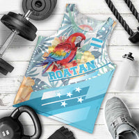 Personalized Roatan Honduras Men Tank Top Scarlet Macaw With Hibiscus Flowers - Wonder Print Shop
