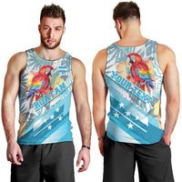 Personalized Roatan Honduras Men Tank Top Scarlet Macaw With Hibiscus Flowers - Wonder Print Shop
