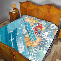 Personalized Roatan Honduras Quilt Scarlet Macaw With Hibiscus Flowers - Wonder Print Shop