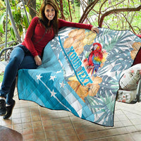 Personalized Roatan Honduras Quilt Scarlet Macaw With Hibiscus Flowers - Wonder Print Shop