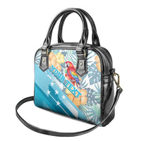 Personalized Roatan Honduras Shoulder Handbag Scarlet Macaw With Hibiscus Flowers