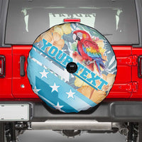 Personalized Roatan Honduras Spare Tire Cover Scarlet Macaw With Hibiscus Flowers - Wonder Print Shop