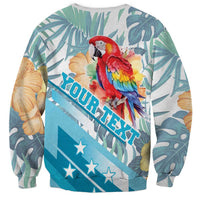 Personalized Roatan Honduras Sweatshirt Scarlet Macaw With Hibiscus Flowers - Wonder Print Shop