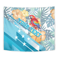 Personalized Roatan Honduras Tapestry Scarlet Macaw With Hibiscus Flowers - Wonder Print Shop
