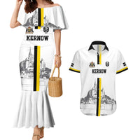 Custom Cornwall Football Couples Matching Mermaid Dress and Hawaiian Shirt Mont Saint Michel - Wonder Print Shop