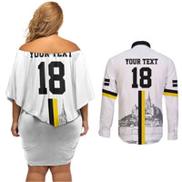 Custom Cornwall Football Couples Matching Off Shoulder Short Dress and Long Sleeve Button Shirt Mont Saint Michel - Wonder Print Shop