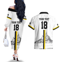 Custom Cornwall Football Couples Matching Off The Shoulder Long Sleeve Dress and Hawaiian Shirt Mont Saint Michel - Wonder Print Shop
