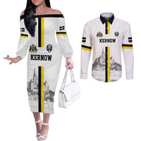 Custom Cornwall Football Couples Matching Off The Shoulder Long Sleeve Dress and Long Sleeve Button Shirt Mont Saint Michel - Wonder Print Shop