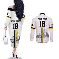 Custom Cornwall Football Couples Matching Off The Shoulder Long Sleeve Dress and Long Sleeve Button Shirt Mont Saint Michel - Wonder Print Shop